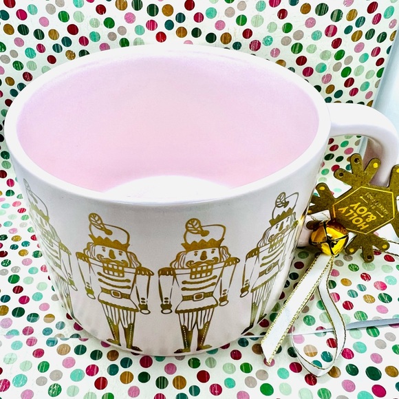 Christmas Matte Gold Nutcrackers on Baby Pink Mug - Picture 5 of 6